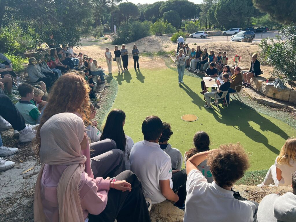 The school campus in spring